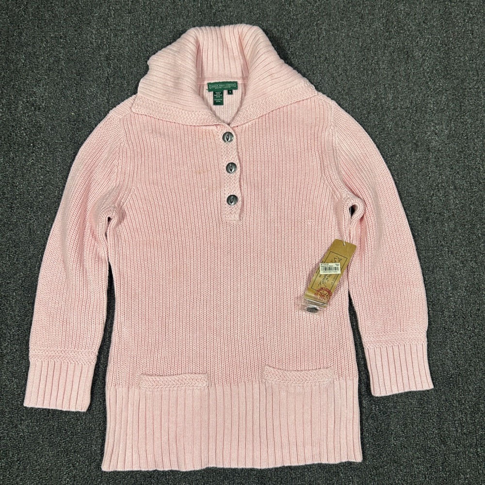 Lauren Ralph Lauren Sweater Womens Small Pink NWT Shawl Collar Cotton Knit 0976
